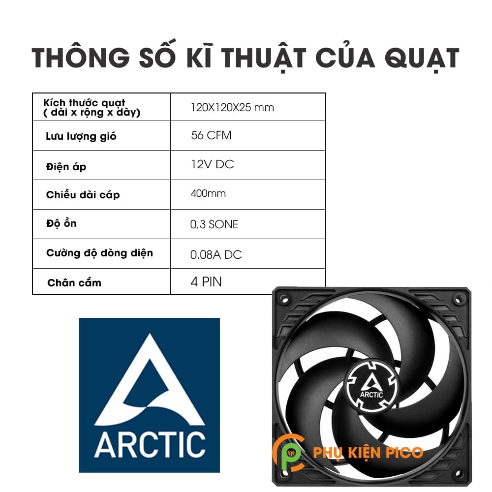 Quạt tản nhiệt case máy tính Arctic P12 PWM - Quạt Fan Case 12cm - 2