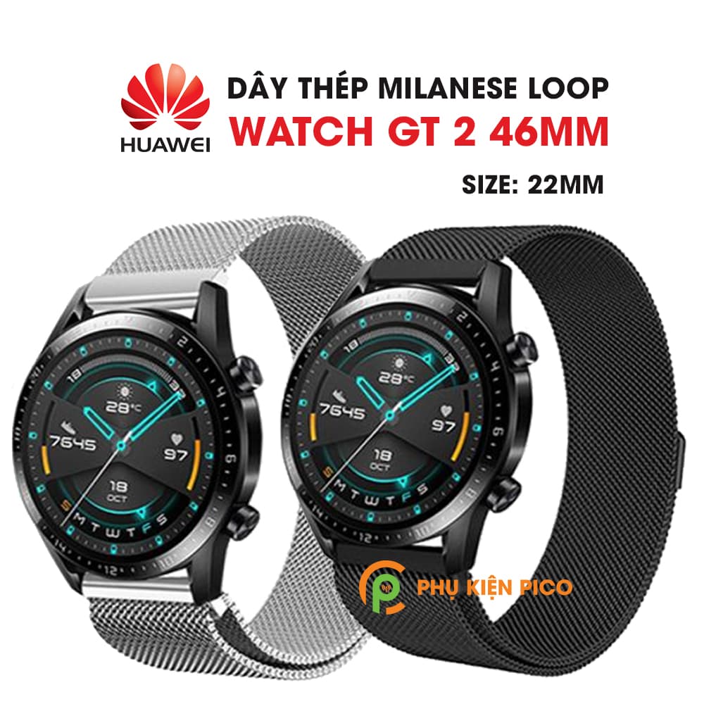 Dây đồng hồ Huawei Watch GT 2 Milanese Loop 22mm bằng thép không gỉ có khóa nam châm – Dây thép Milanese Loop