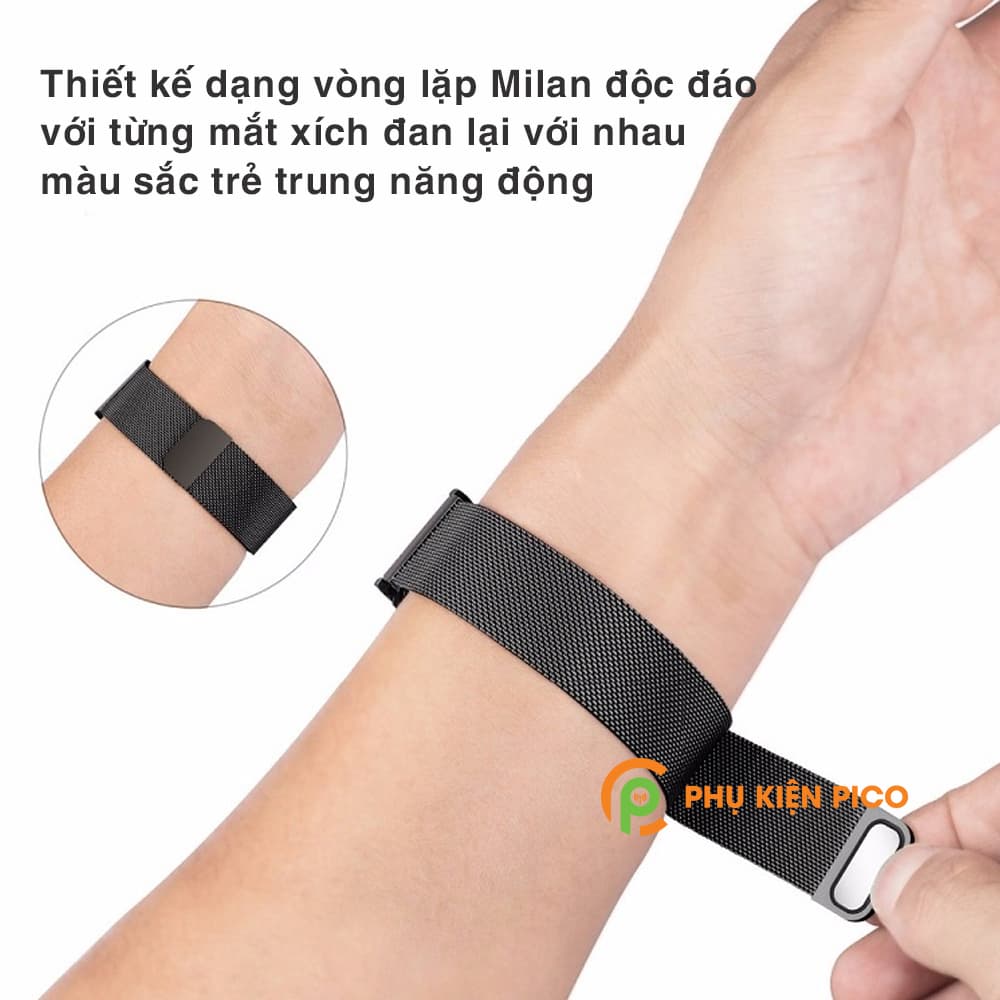 Dây đồng hồ Garmin Vivoactive 4 Milanese Loop 22mm bằng thép không gỉ có khóa nam châm – Dây thép Milanese 22mm - 4