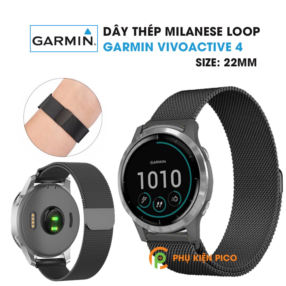 Dây đồng hồ Garmin Vivoactive 4 Milanese Loop 22mm bằng thép không gỉ có khóa nam châm – Dây thép Milanese 22mm - 8