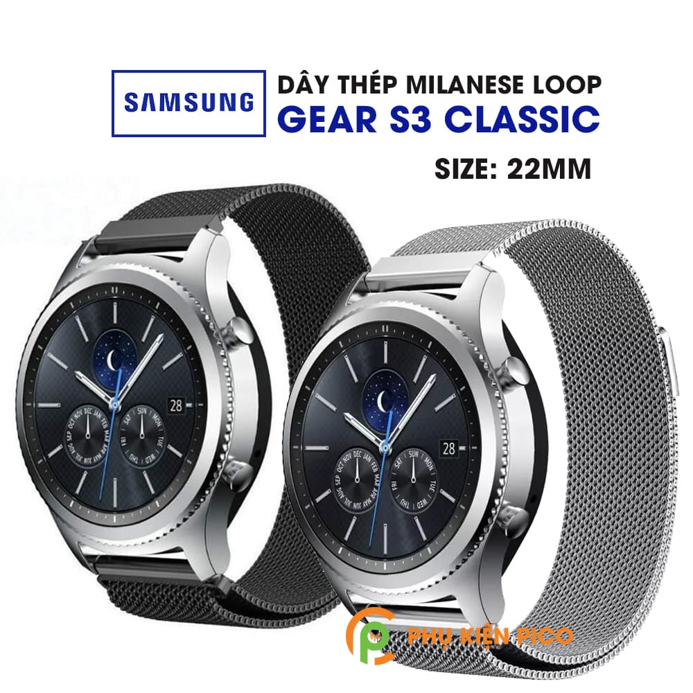 Dây đồng hồ Samsung Gear S3 Classic Milanese Loop 22mm bằng thép không gỉ có khóa nam châm – Dây thép Milanese 22mm