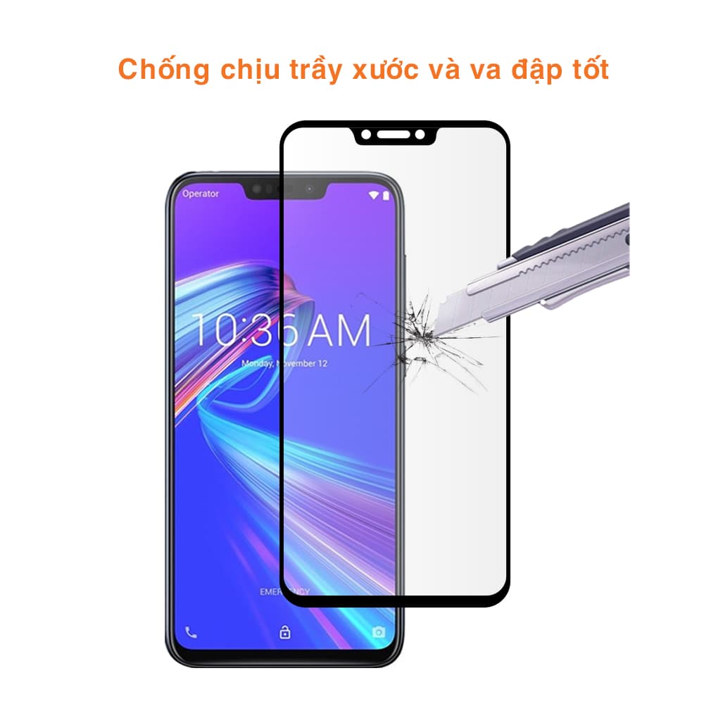 Cường lực Asus Zenfone Max M2 viền đen độ cứng 9H chống trầy xước - 3