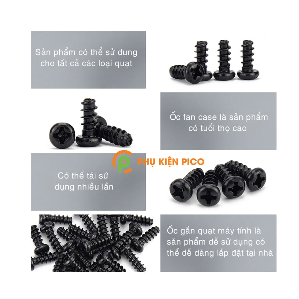 Ốc kim loại gắn quạt máy tính bộ 8 ốc - Ốc fan case - 3
