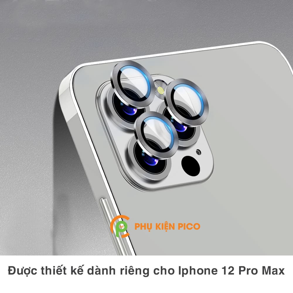 Cường lực camera Iphone 12 Pro Max viền kim loại chống xước - Vòng bảo vệ có kính Iphone 12 Pro - 4