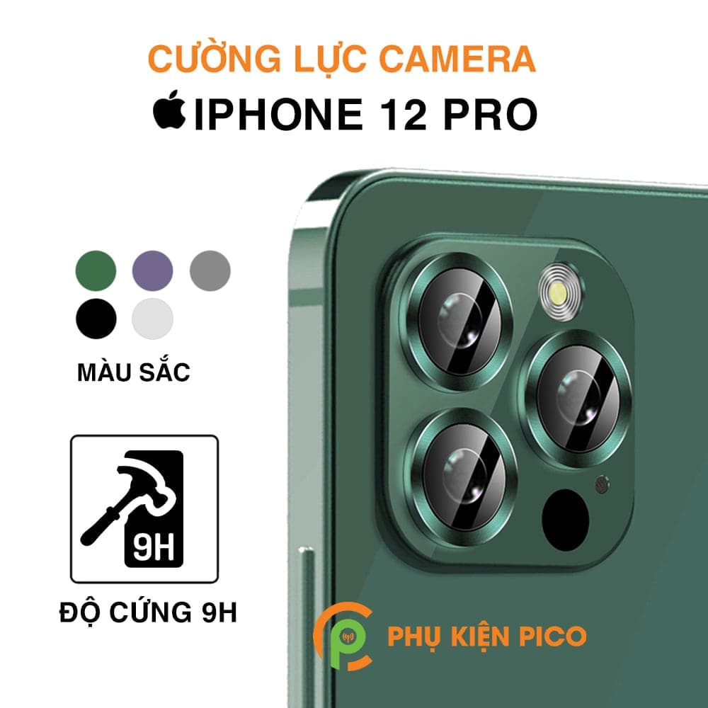 Cường lực camera Iphone 12 Pro viền kim loại chống xước - Vòng bảo vệ có kính Iphone 12 Pro