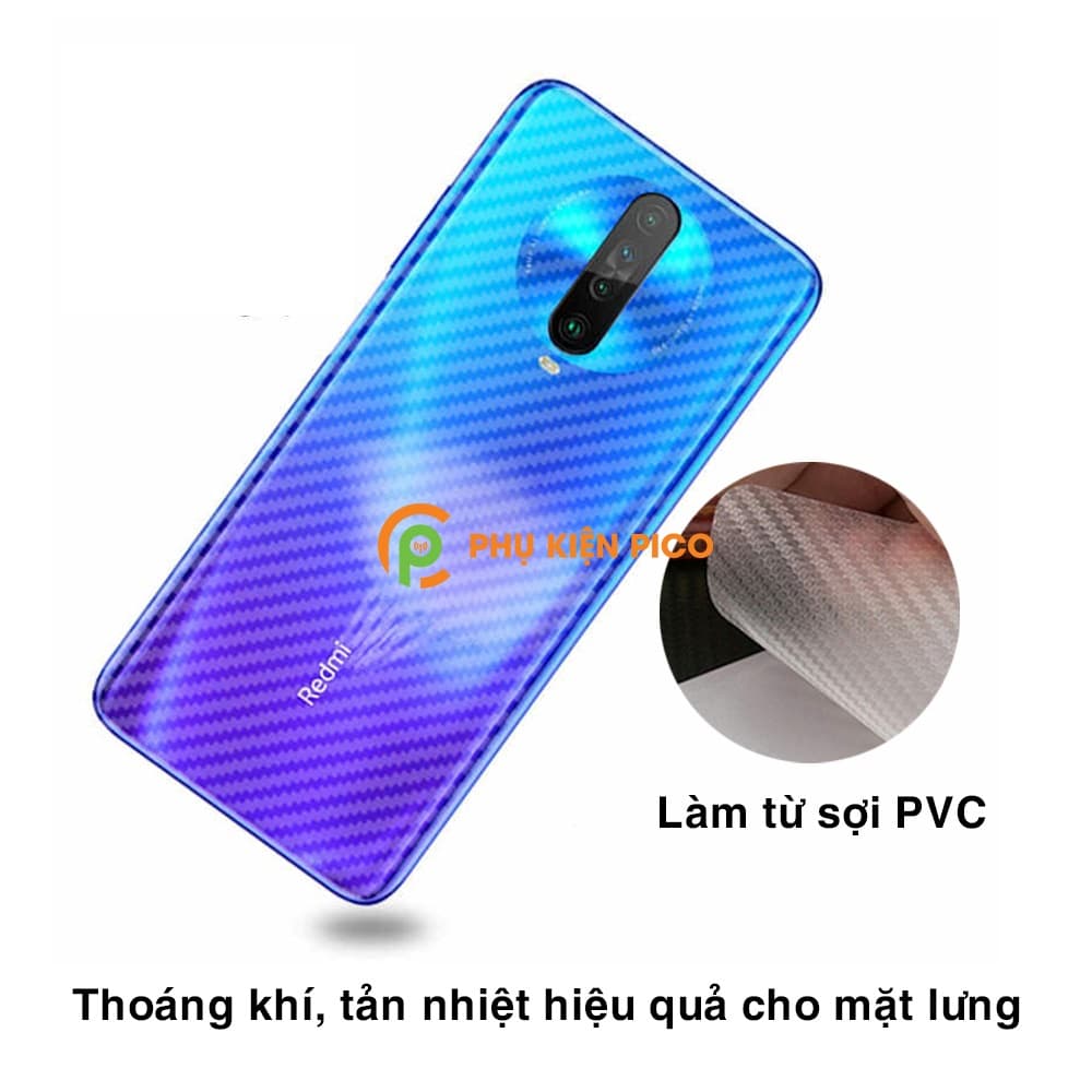 Dán lưng Poco X2 vân Carbon 3D tản nhiệt tốt – Dán lưng vân Carbon Xiaomi Poco X2 - 4