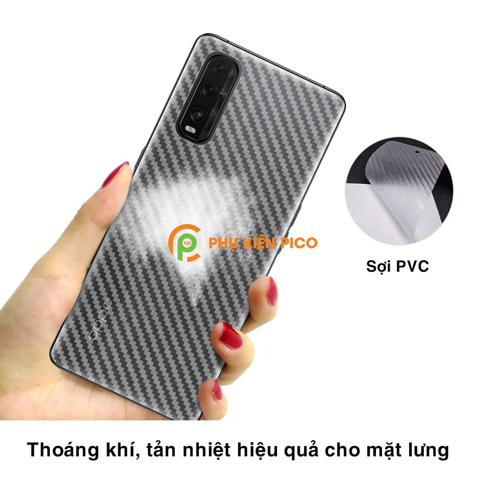 Dán lưng Oppo Find X2 vân Carbon 3D tản nhiệt tốt – Dán lưng vân Carbon Oppo Find X2 - 3