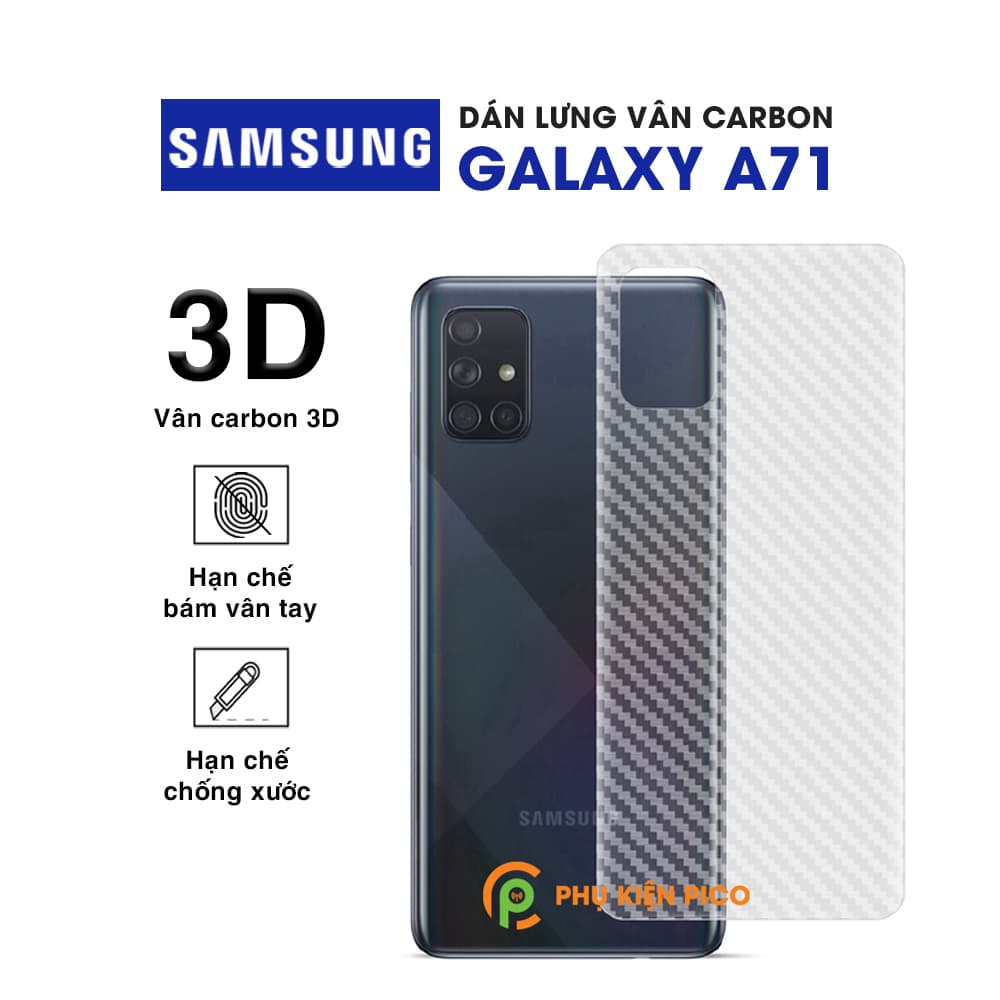 Dán lưng Samsung A71 vân Carbon 3D tản nhiệt tốt