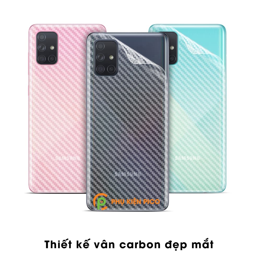 Dán lưng Samsung A71 vân Carbon 3D tản nhiệt tốt - 3