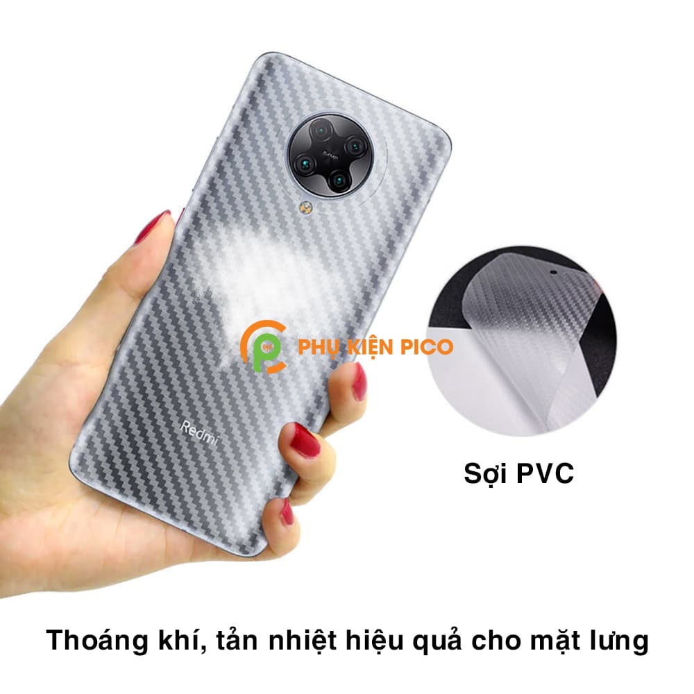 Dán lưng Poco F2 Pro vân Carbon 3D tản nhiệt tốt – Dán lưng vân Carbon Xiaomi Poco F2 Pro - 4