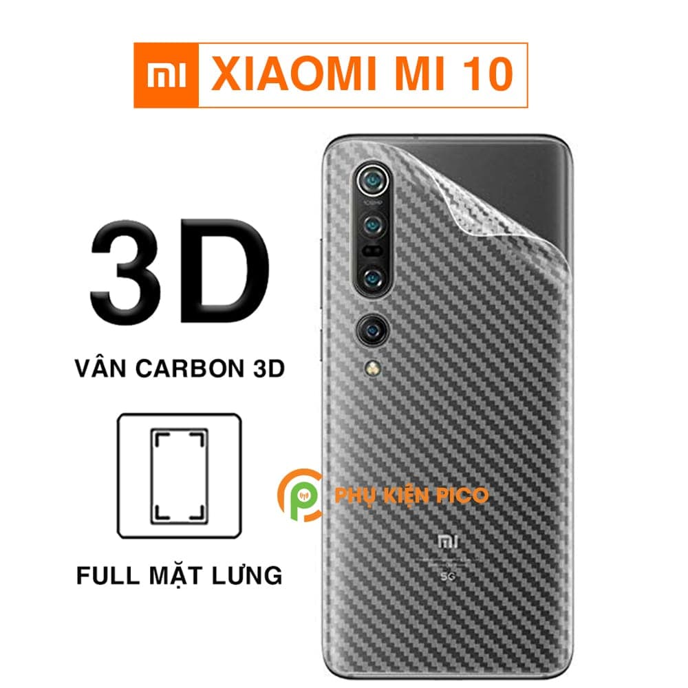 Dán lưng Mi 10 vân Carbon 3D tản nhiệt tốt – Dán lưng vân Carbon Xiaomi Mi 10