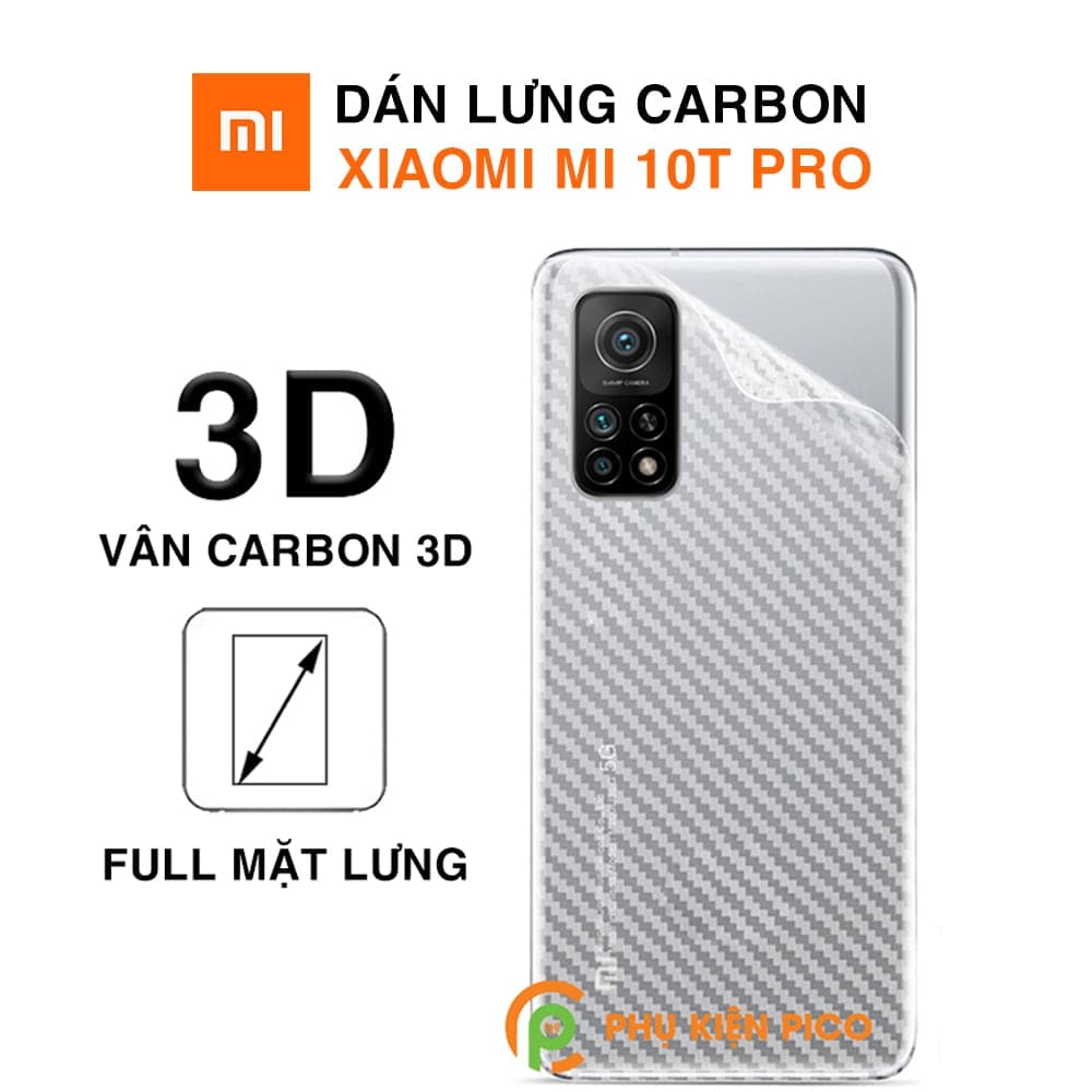 Dán lưng Mi 10T Pro vân Carbon 3D tản nhiệt tốt