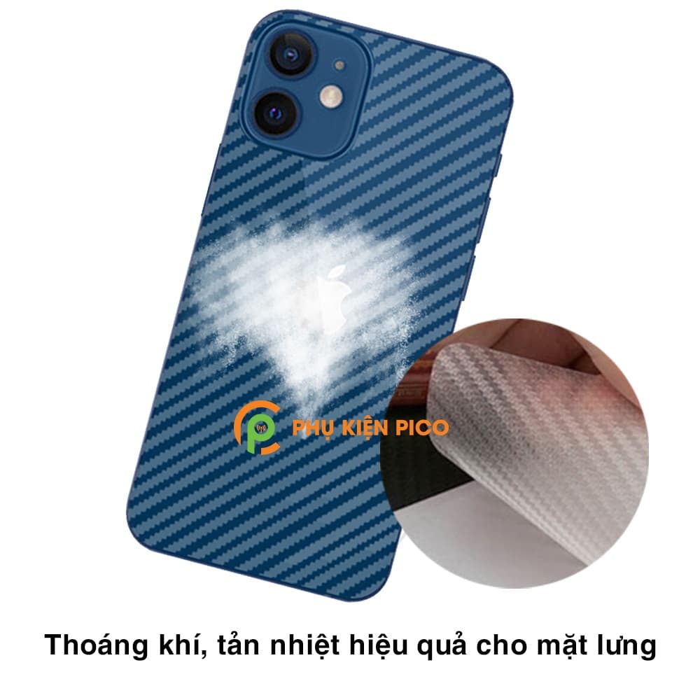 Dán lưng Iphone 12 vân carbon 3D tản nhiệt tốt – Dán lưng vân carbon Iphone 12 - 4