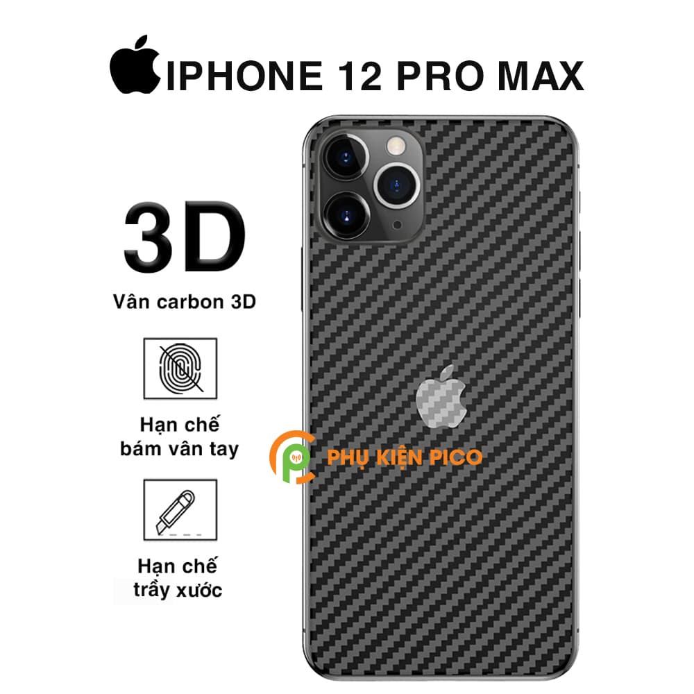 Dán lưng Iphone 12 Pro Max vân carbon 3D tản nhiệt tốt – Dán lưng vân carbon Iphone 12 Pro Max