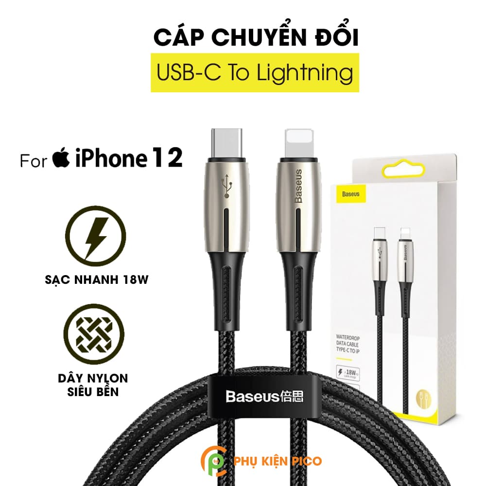Bộ sạc nhanh cho Iphone 12 chính hãng Baseus combo củ sạc và cáp sạc – Sạc nhanh Iphone 12 - 11