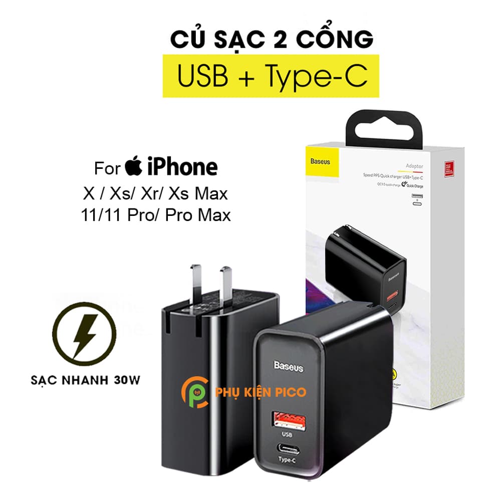 Bộ sạc nhanh cho Iphone X / Iphone 11 Series chính hãng Baseus combo củ sạc và cáp sạc – Sạc nhanh Iphone X / Iphone 11 Series - 11