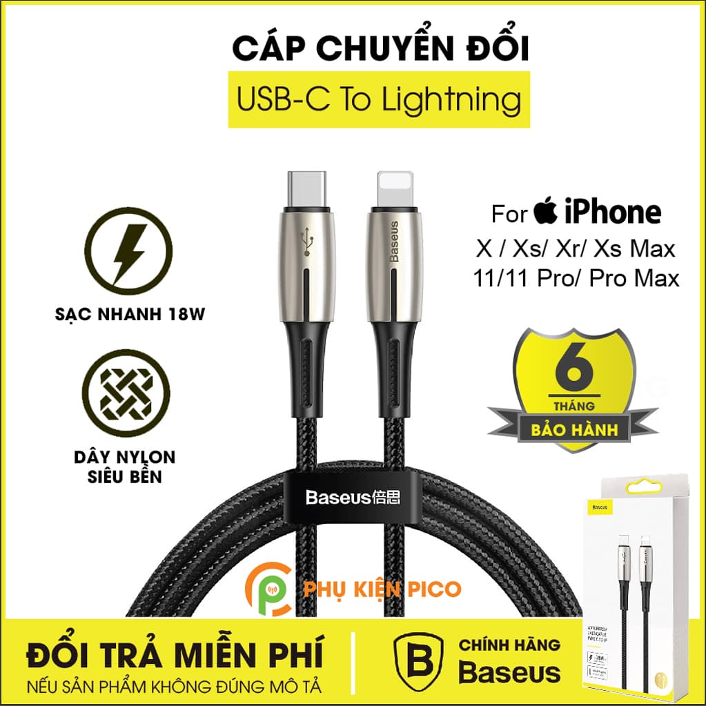Cáp chuyển đổi Type C to Lightning cho Iphone X / Iphone 11 / Iphone 11 Pro / Iphone 11 Pro Max sạc nhanh 18W, dài 1.3m – Cáp sạc nhanh