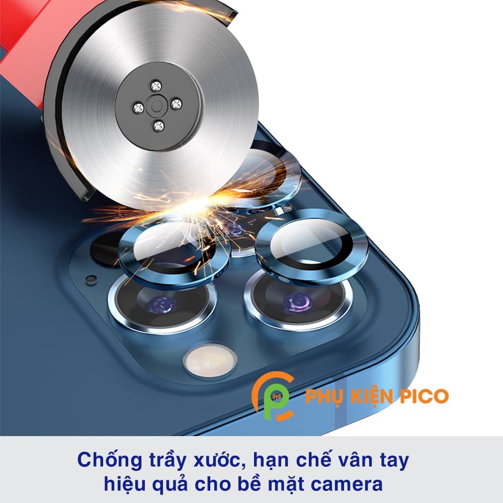 Cường lực camera Iphone 12 viền kim loại chống xước - Vòng bảo vệ có kính Iphone 12 - 7