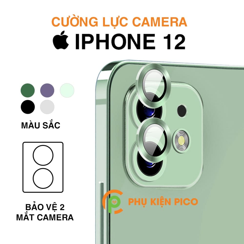 Cường lực camera Iphone 12 viền kim loại chống xước - Vòng bảo vệ có kính Iphone 12
