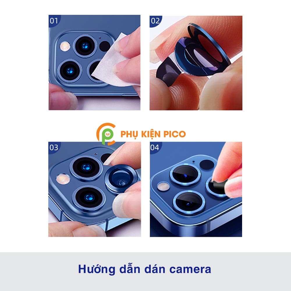 Cường lực camera Iphone 12 Pro viền kim loại chống xước - Vòng bảo vệ có kính Iphone 12 Pro - 3
