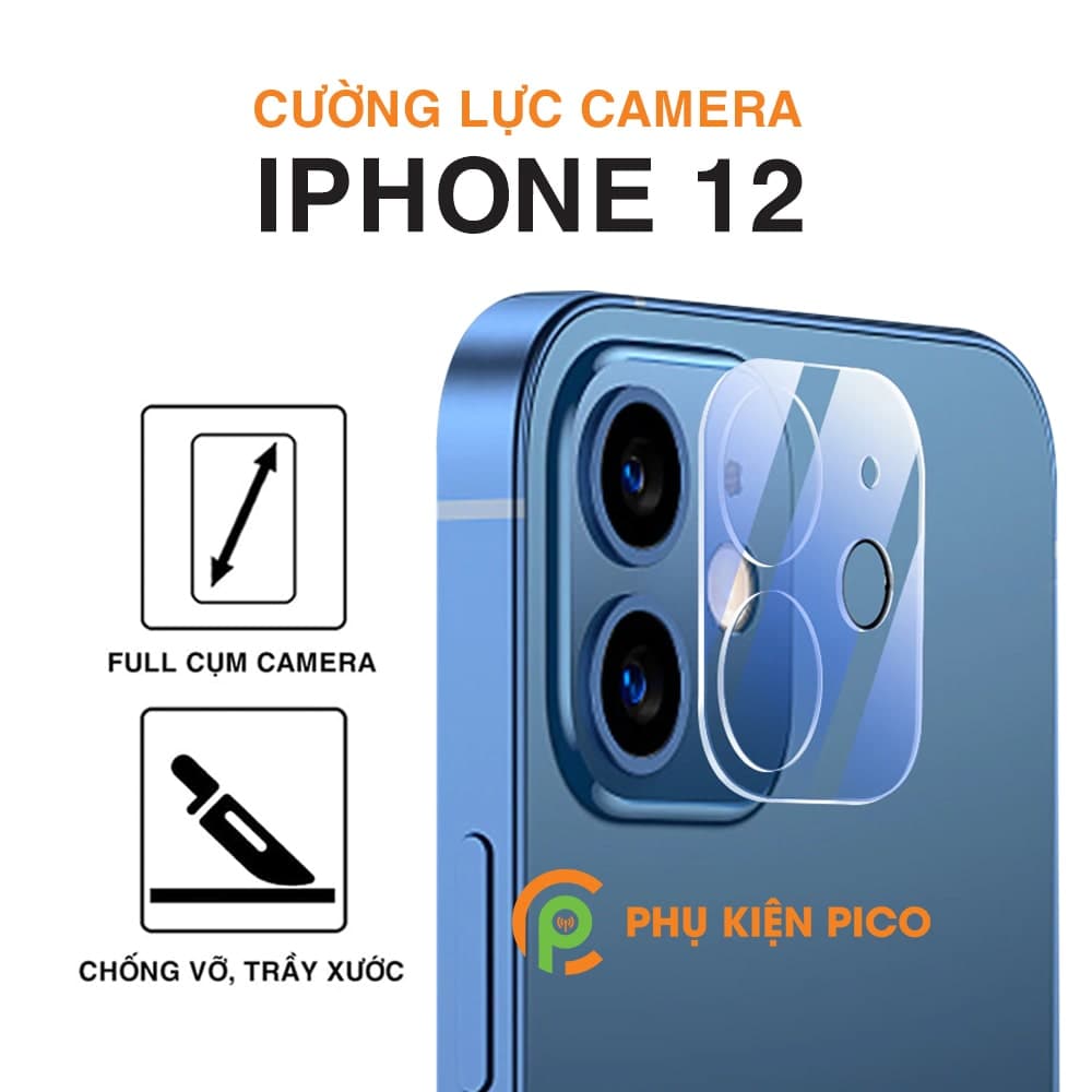 Cường lực camera Iphone 12 full cụm camera độ cứng 9H chống trầy xước, va đập