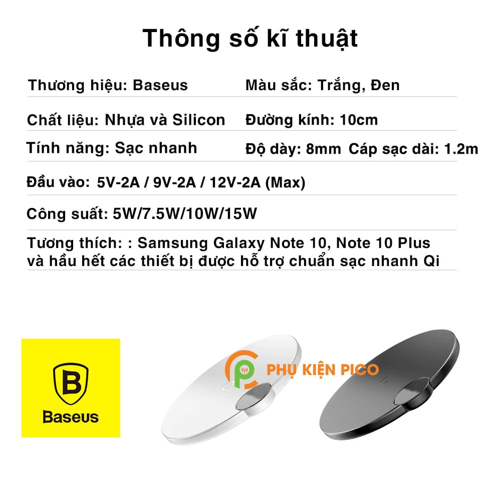 Đế sạc nhanh không dây Samsung Galaxy Note 10 / Samsung Galaxy Note 10 Plus 15W chính hãng Baseus chuẩn Qi – Cốc sạc Samsung - 2