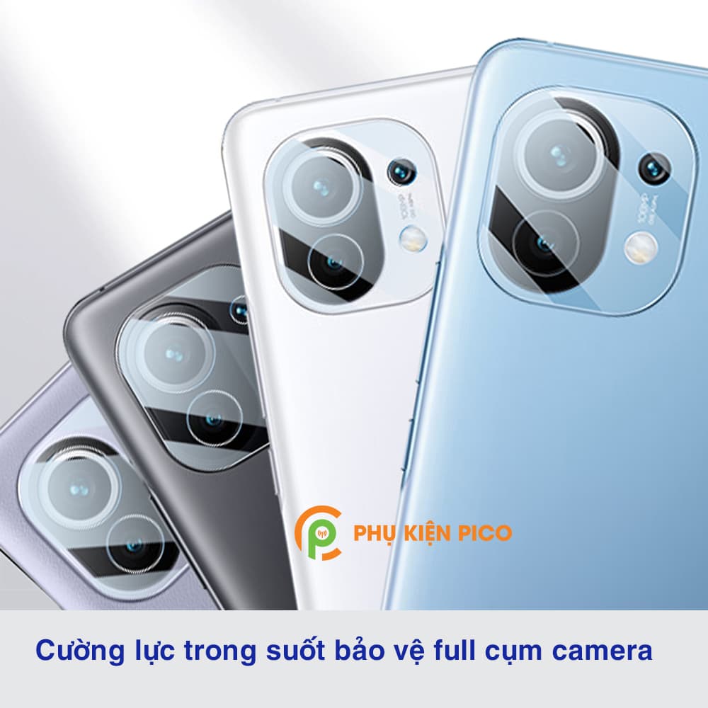 Cường lực camera Xiaomi Mi 11 full cụm camera trong suốt khoét lỗ cảm biến và flash - 8