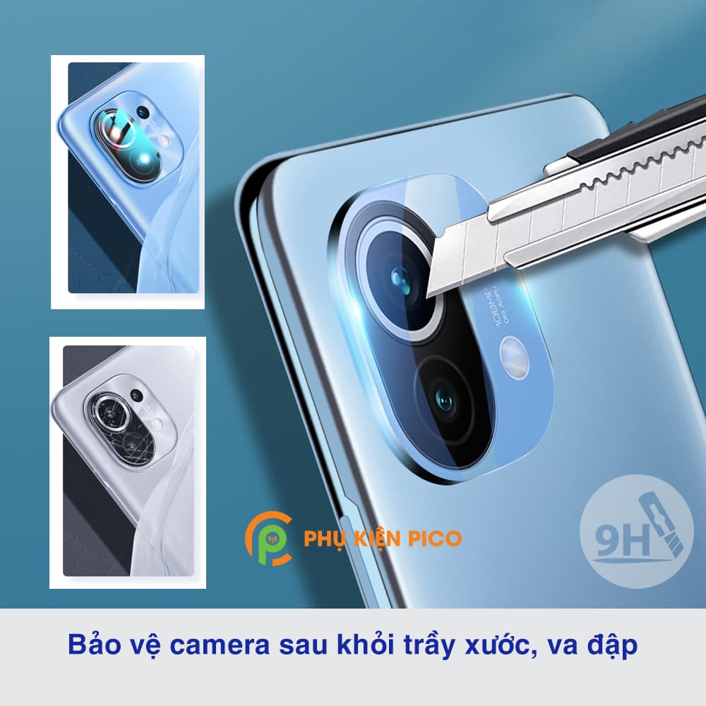 Cường lực camera Xiaomi Mi 11 full cụm camera trong suốt khoét lỗ cảm biến và flash - 3
