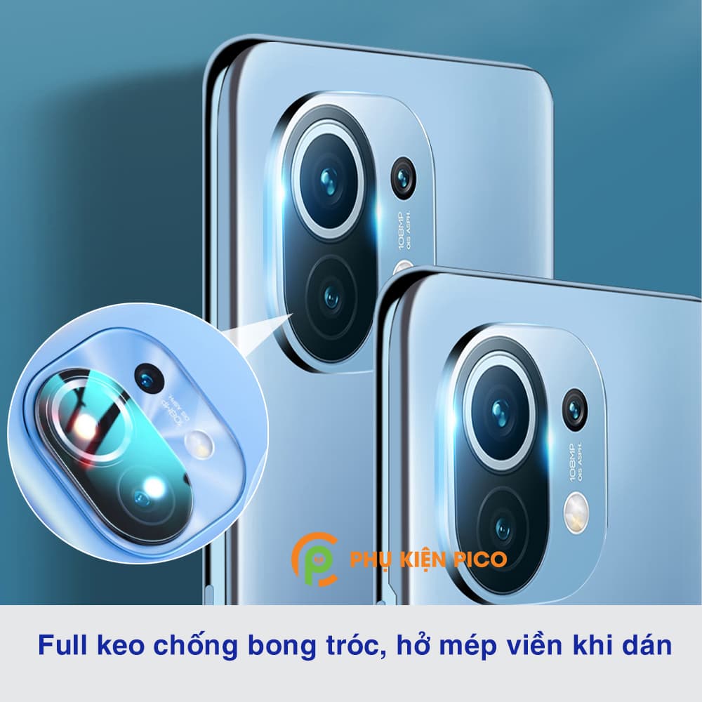 Cường lực camera Xiaomi Mi 11 full cụm camera trong suốt khoét lỗ cảm biến và flash - 6