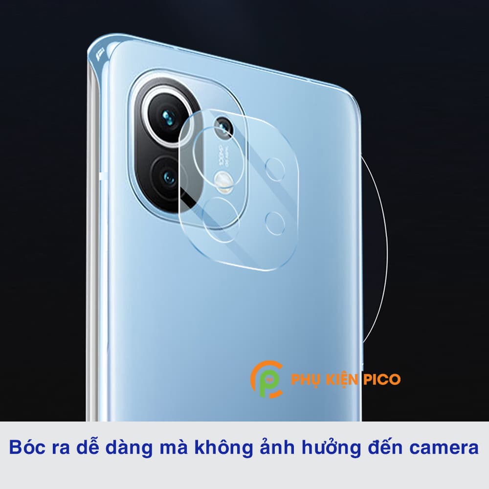 Cường lực camera Xiaomi Mi 11 full cụm camera trong suốt khoét lỗ cảm biến và flash - 7