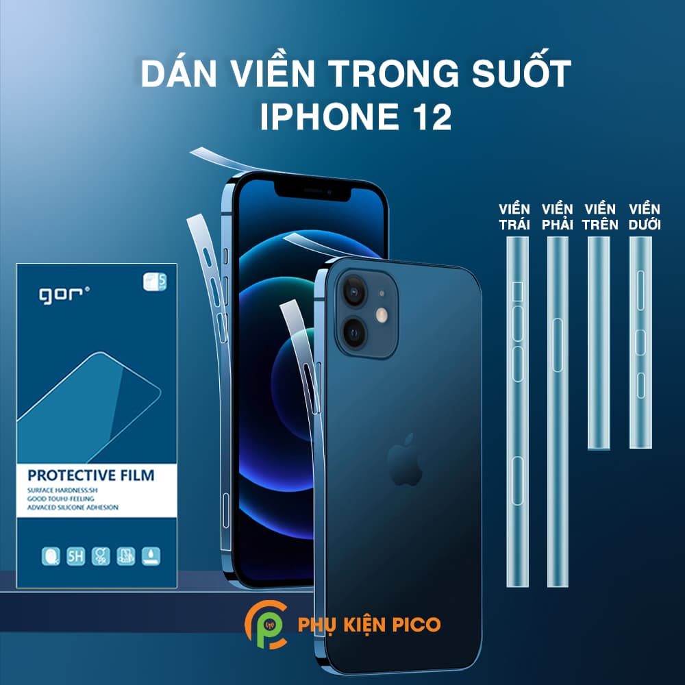 Dán viền Iphone 12 trong suốt PPF tự phục hồi vết xước chính hãng Gor