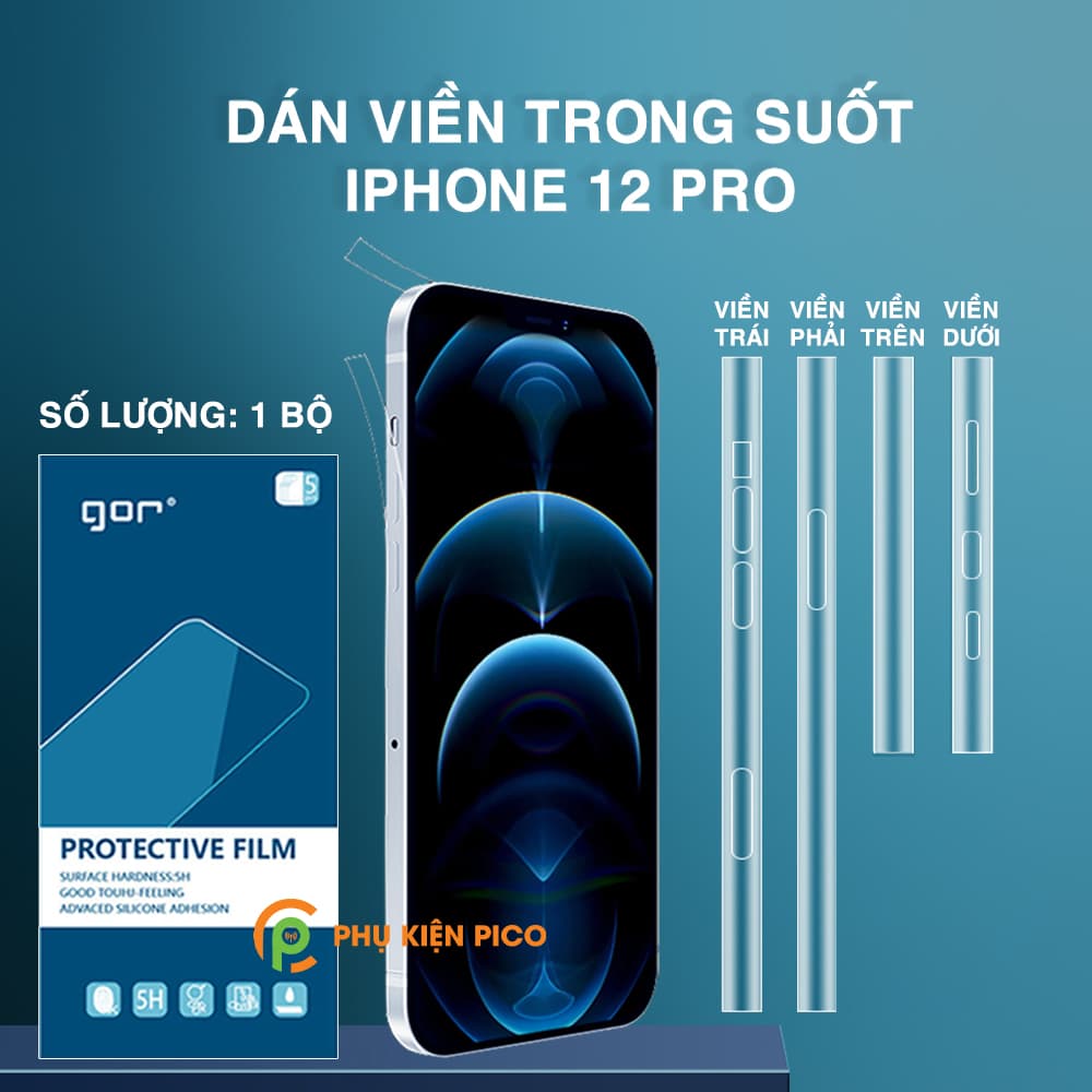 Dán viền Iphone 12 Pro trong suốt PPF tự phục hồi vết xước chính hãng Gor