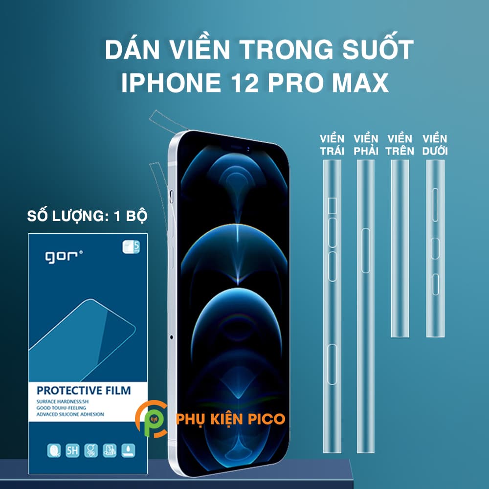 Dán viền Iphone 12 Pro Max trong suốt PPF tự phục hồi vết xước chính hãng Gor