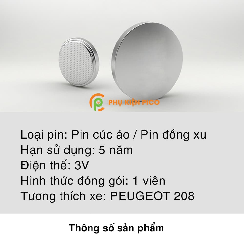 Pin chìa khóa ô tô Peugeot 208 chính hãng sản xuất theo công nghệ Nhật Bản – Pin chìa khóa Peugeot 208 - 2