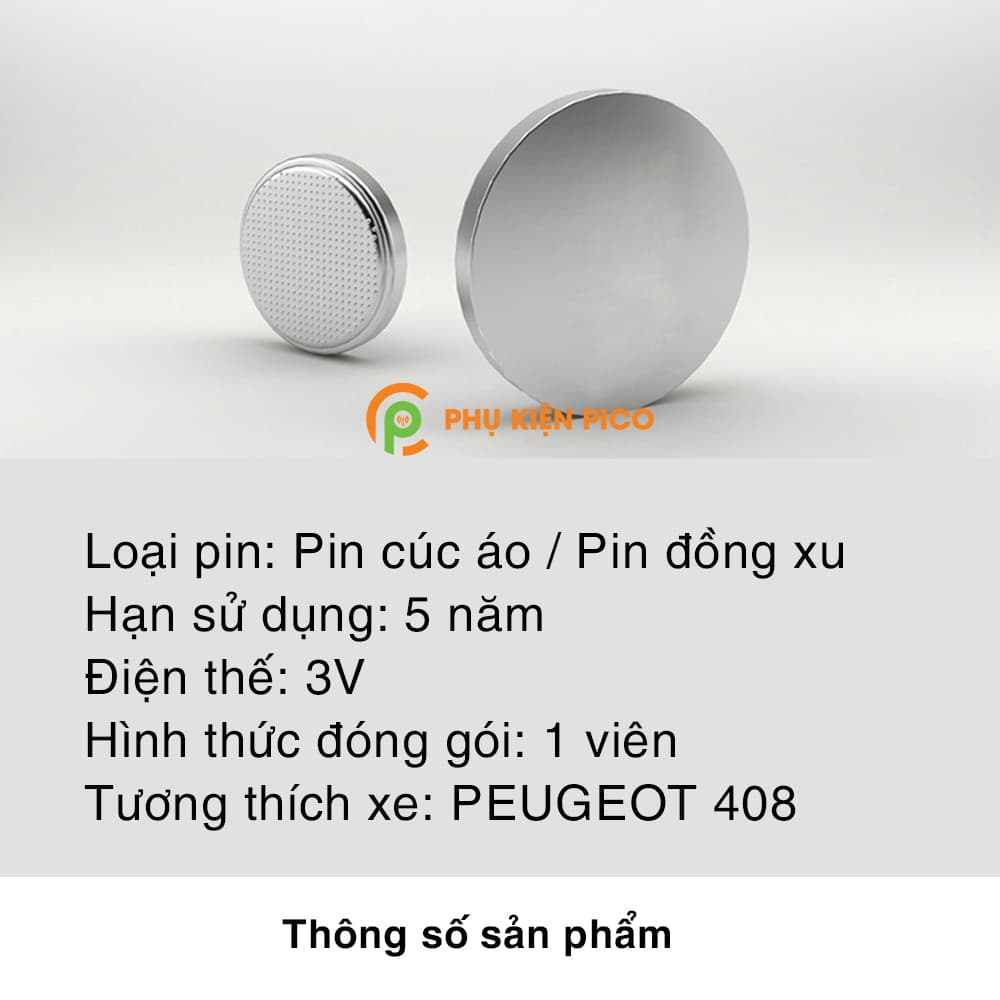Pin chìa khóa ô tô Peugeot 408 chính hãng sản xuất theo công nghệ Nhật Bản – Pin chìa khóa Peugeot 408 - 2