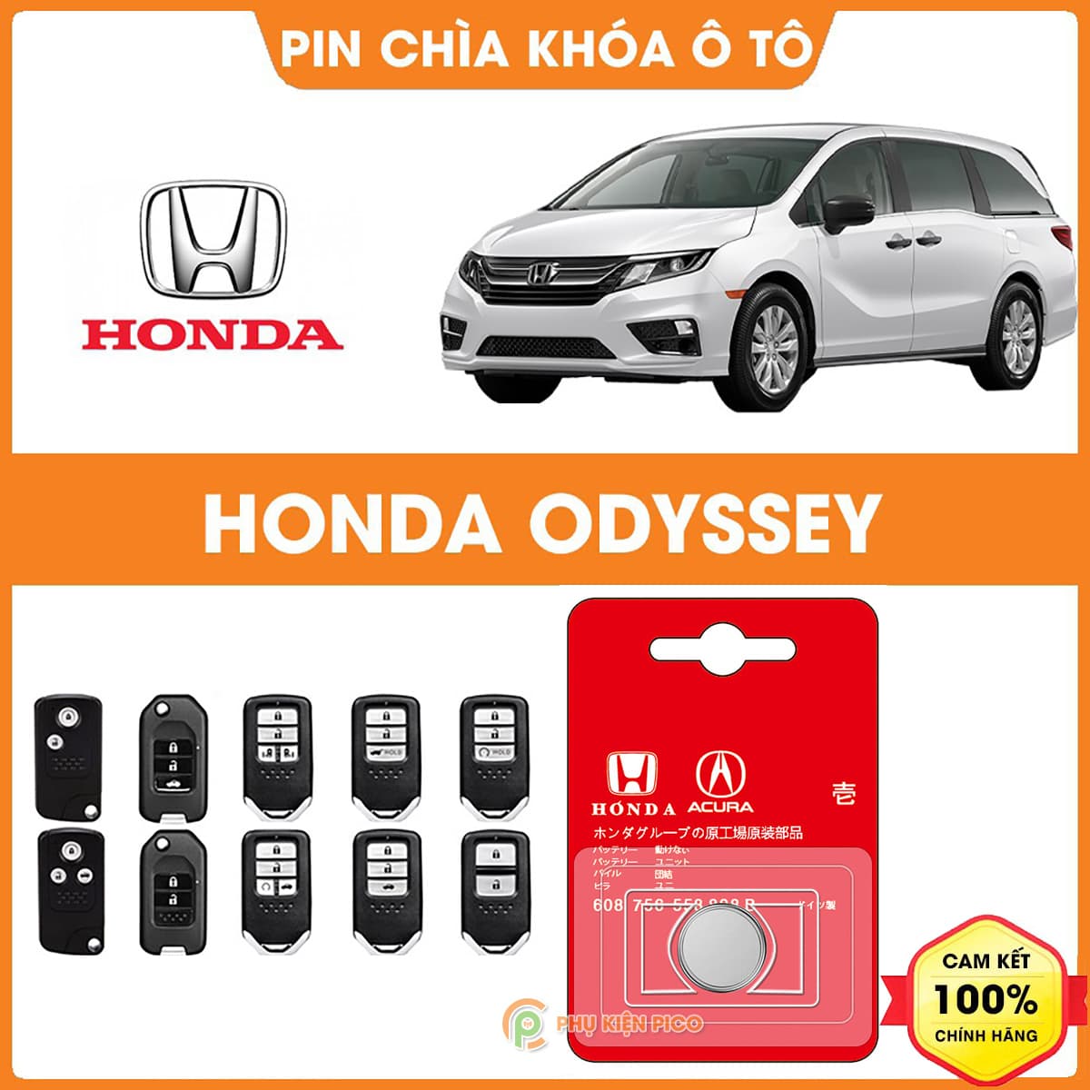 Pin chìa khóa ô tô Honda Odysey chính hãng sản xuất theo công nghệ Nhật Bản – Pin chìa khóa Honda Odysey