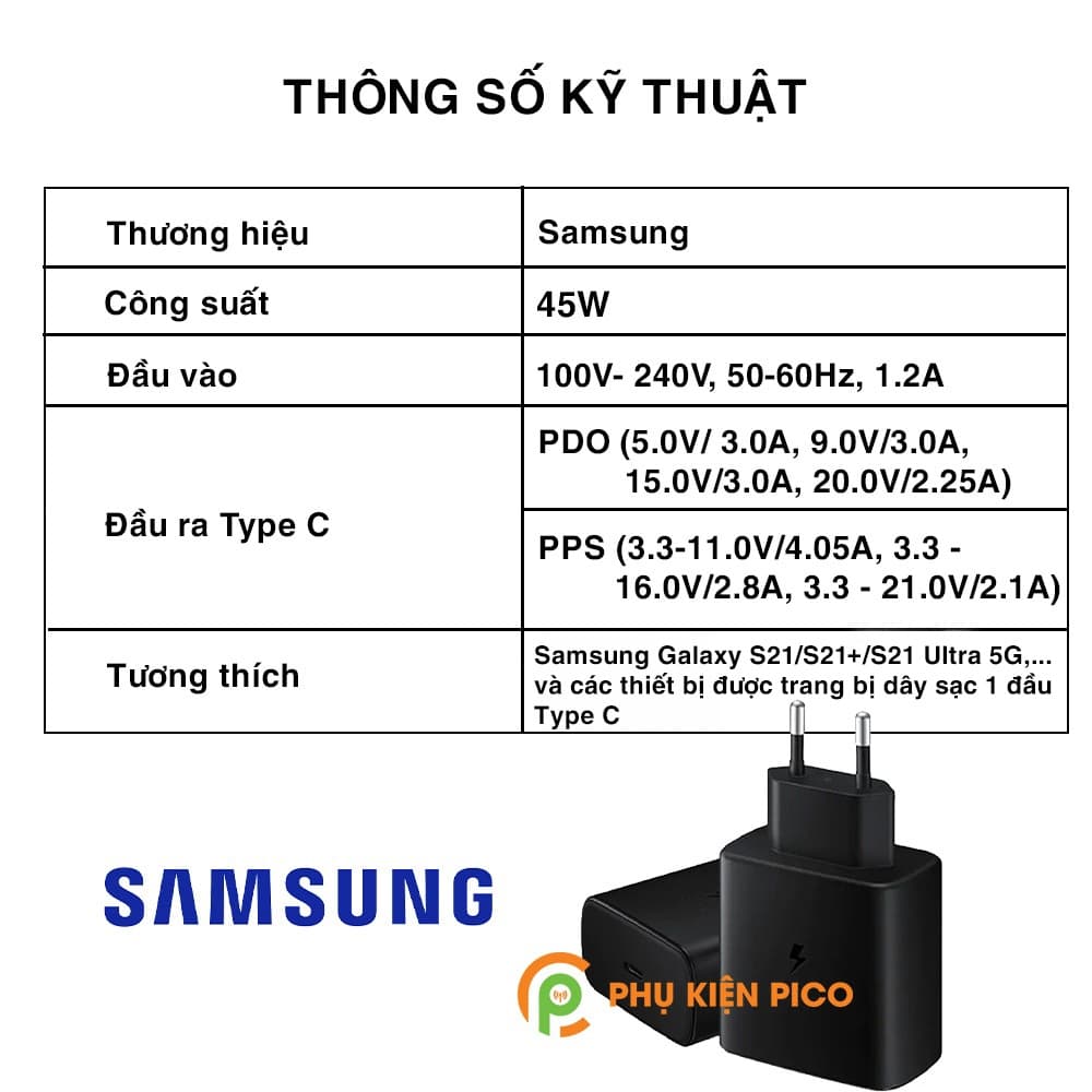 Củ sạc siêu nhanh 45W cho Samsung S21 Plus 5G cổng Type C chính hãng hỗ trợ sạc nhanh Super Fast Charger - 2