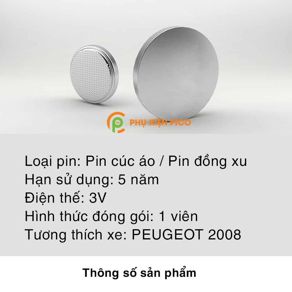 Pin chìa khóa ô tô Peugeot 2008 chính hãng sản xuất theo công nghệ Nhật Bản – Pin chìa khóa Peugeot 2008 - 2