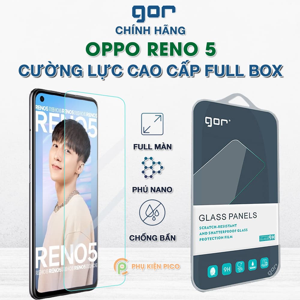 Cường lực Reno 5 chính hãng Gor bộ 2 chiếc độ cứng 9H – Dán màn hình Oppo Reno 5