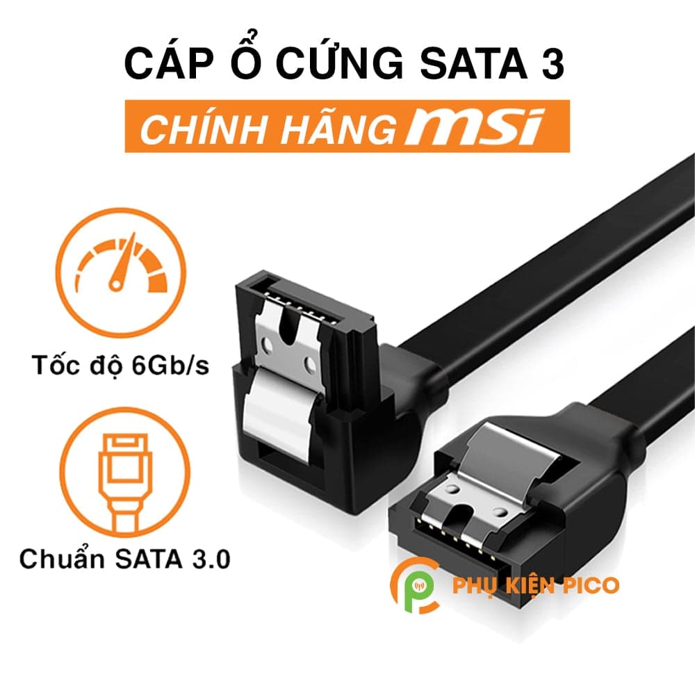 Cáp Sata 3 dành cho ổ cứng HDD, SSD Hàng tháo máy chính hãng MSI (Bộ 2 cáp nguyên Seal)