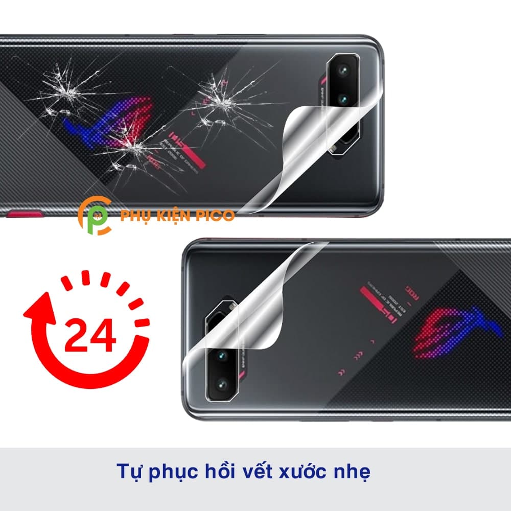 Dán lưng Rog Phone 5 full mặt lưng dẻo trong suốt PPF tự phục hồi vết xước - 3