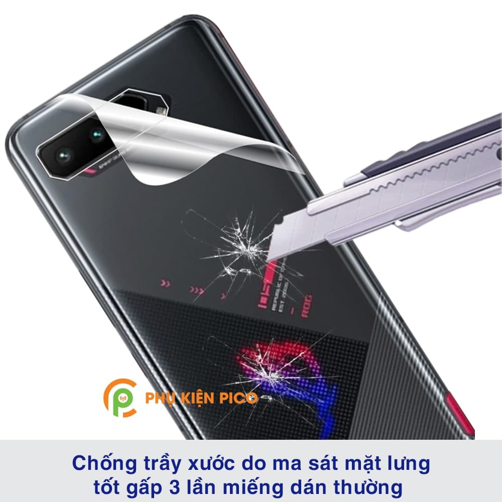 Dán lưng Rog Phone 5 full mặt lưng dẻo trong suốt PPF tự phục hồi vết xước - 2