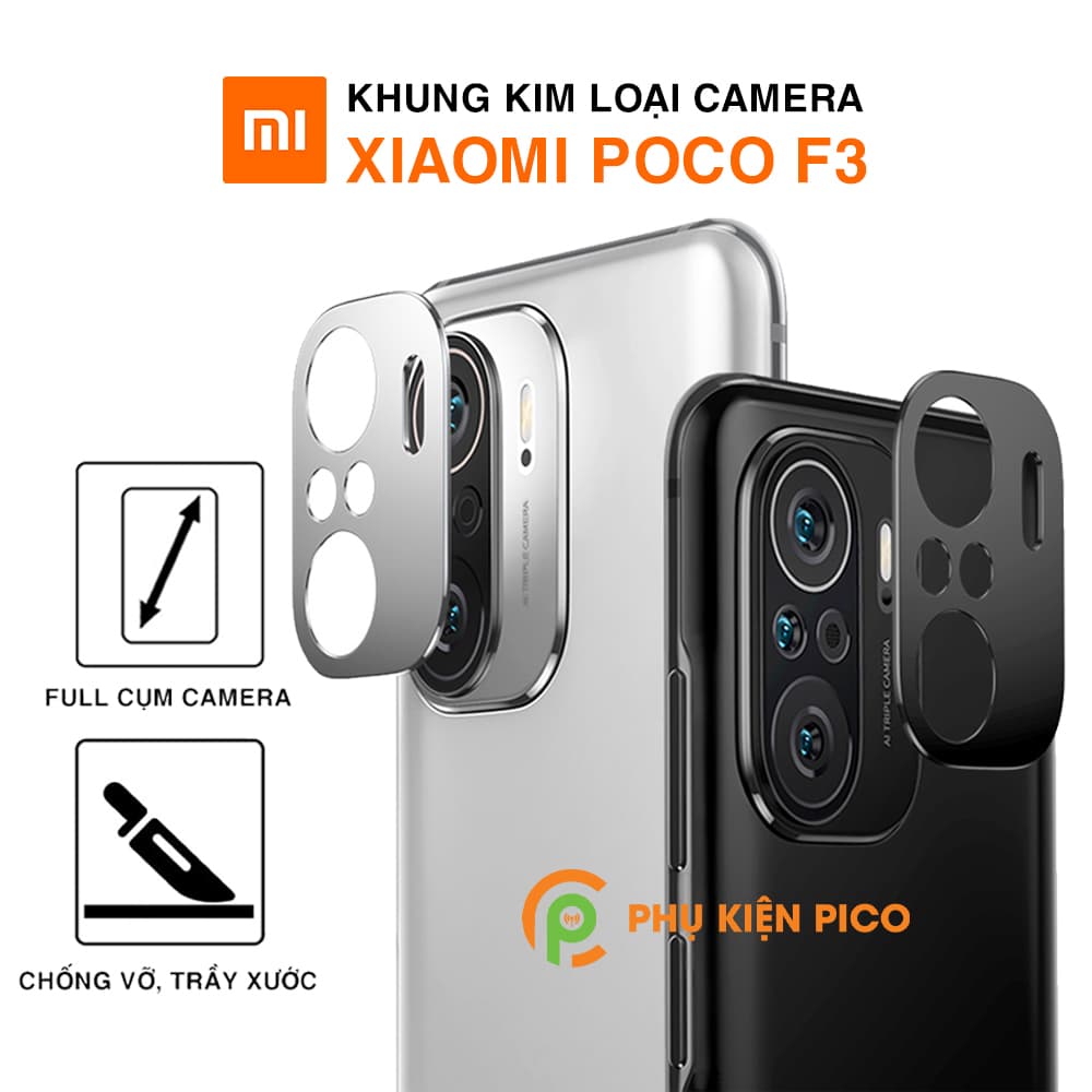 Dán camera Xiaomi Poco F3 khung kim loại bảo vệ an toàn camera sau