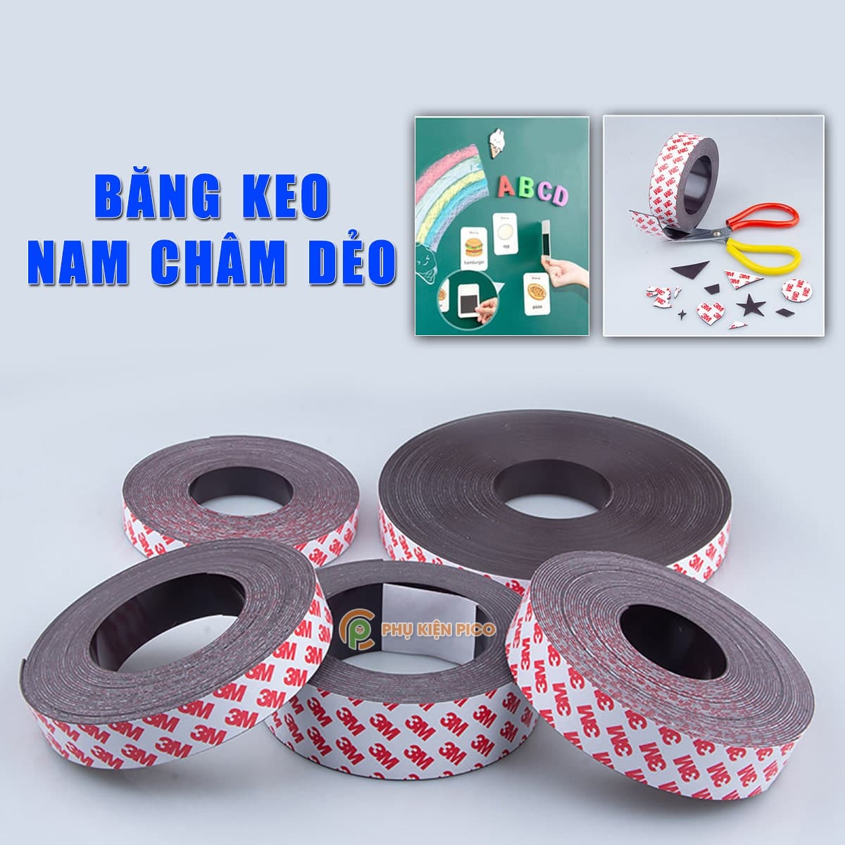 Nam châm dẻo có băng keo cuộn dài làm bảng tên ghi thông tin lên bảng từ, tủ lạnh, rèm cửa sổ, lưới tản nhiệt