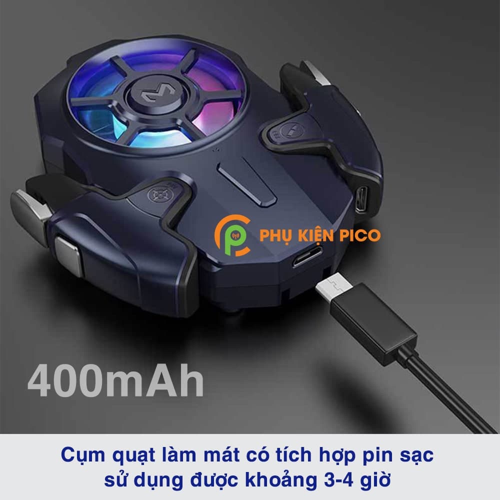 Quạt tản nhiệt điện thoại AK03 kèm 2 nút bắn chơi game AUTO TAP chính hãng Memo - 6