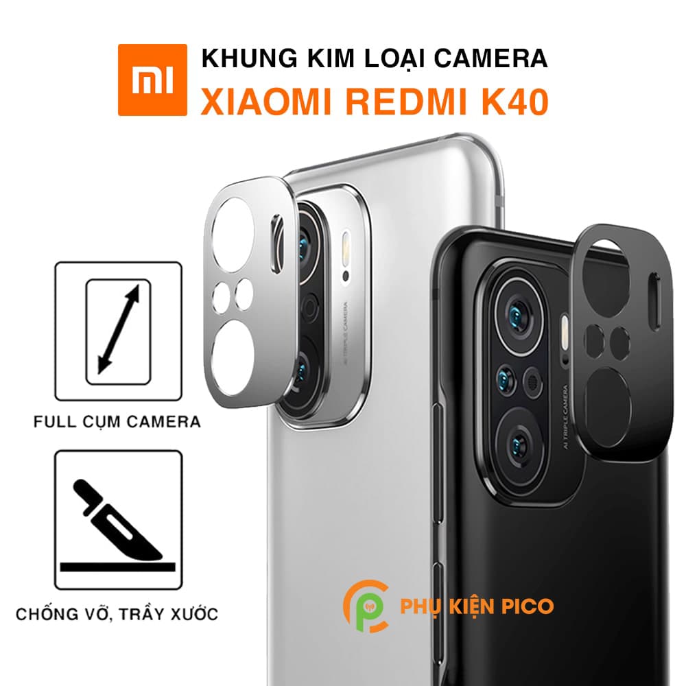 Dán camera Xiaomi Redmi K40 khung kim loại bảo vệ an toàn camera sau
