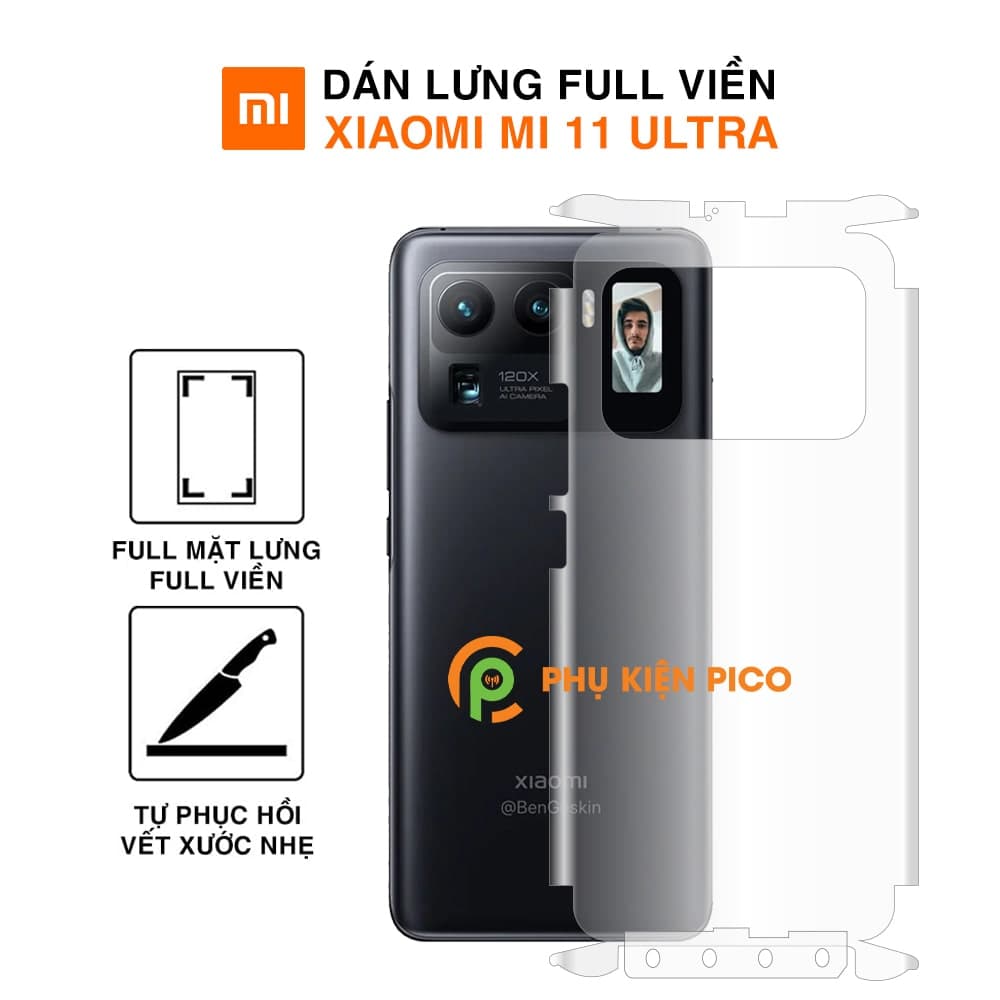 Dán lưng Xiaomi Mi 11 Ultra full mặt lưng full viền dẻo trong suốt