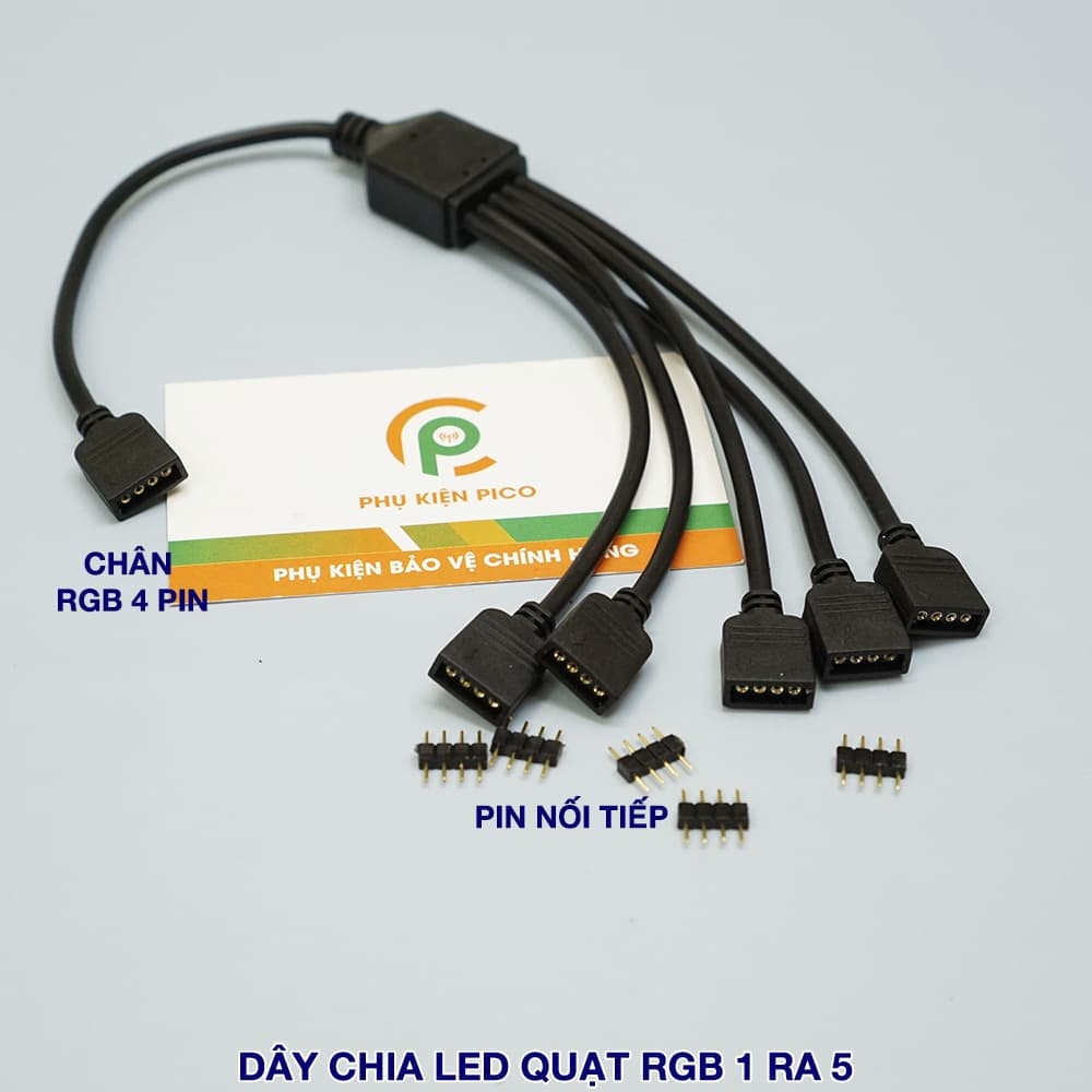 Dây chia cổng RGB 4pin loại 1 ra 1, 3, 5 kèm jump 2 đầu đực tương ứng với đầu chia - 2