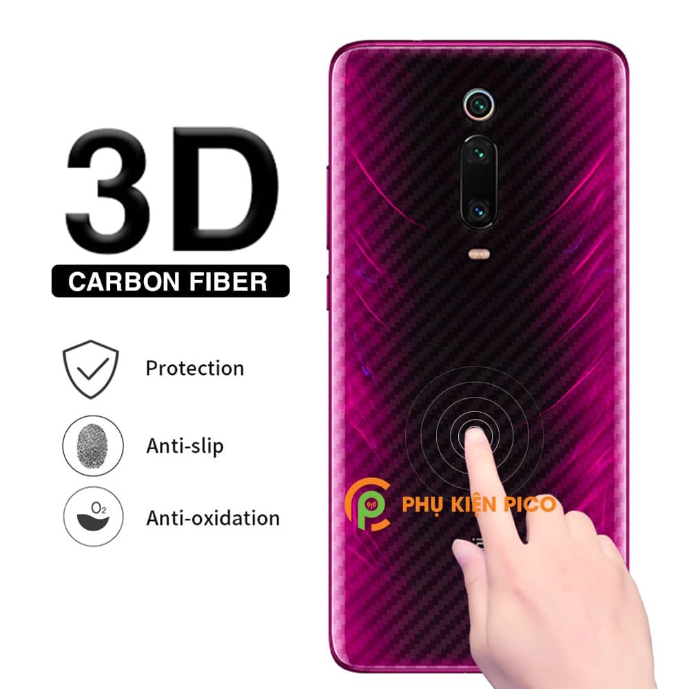 Dán lưng Mi 9T trong suốt nổi vân Carbon 3D tản nhiệt tốt - Dán lưng vân Carbon Xiaomi Mi 9T - 5