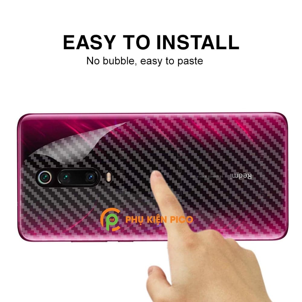 Dán lưng Mi 9T trong suốt nổi vân Carbon 3D tản nhiệt tốt - Dán lưng vân Carbon Xiaomi Mi 9T - 2